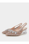 Gold Rhinestone Pointed Toe Slingback Pumps - 2