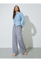 Blue Long Sleeve Gathered Waist Shirt - 2