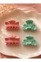 Set of 4 Latch Hair Clips Floral Women's Hair Clips Medium Size Pink Blue Set - 2
