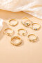 Women's Gold Color 8-Piece Ring Set with Stone, Snake, Moon and Star Designs - 6