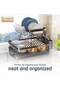 Dish Drying Kitchen Rack, Stainless Steel 2 Tier Stand, Counter Organization with Drainboard, Utensil Holder, Rust-Resistant, Black - 4