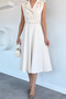 Stone Women's Double Breasted Collar Four Button Dress - 3