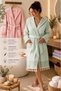 Striped 100% Cotton Pique Peştemal Bathrobe with Hood Unisex Premium Series - 2