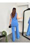 Women's Sleeveless Double-Breasted Blazer Vest Wide-Leg Pants Set - 3