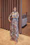 Blue Half-Buttoned Layered Dress with Elastic Sleeves - 2
