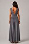 Plain Crepe Dress Gray - 2