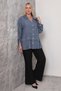 Plus Size Casual Shirt V-Neck Long Sleeve Solid Color Women's Shirt - 4