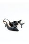 Women's Genuine Leather Heeled Shoes Black - 3
