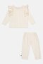Toddlers Girl 2 Pcs Embroidered Top And Pants Set, Off White - 3