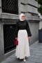 Women's Back Zipper Detailed High Collar Balloon Sleeve Satin Blouse Black - 2