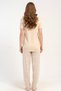 Women's Half Buttoned Short Sleeve Beige Pajama Set C2T8N1215 - 4