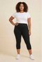 Women's Black Plus Size Cotton Lycra Below Knee Capri Leggings |   High Waist No-Show Flexible Daily Leggings