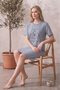 Cotton Patterned Striped Interlock Knitted Short Sleeve Nightgown Dress 95cm - 4