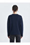 Women's Navy Blue Oversize Patterned Knitwear Sweater - 2