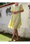 Pool Necklace Collar, Short Sleeve Flowery Oversize Woven Dress - 8