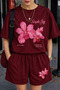 Women's Oversize Cotton Casual Set – Printed T-Shirt and Shorts