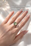 Fluorite Natural Stone Ring Heart Detailed Stone Embellished Adjustable Ring - 3