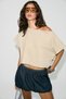Iberis Women's 100% Organic Cotton Boat Neck Comfortable Fit Beige T-Shirt