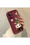 Vivo V50 Lite Compatible Case Camera Protector Claret Red Silicone Couple Phone Case Cat Pattern - 3
