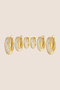 Gold Color Zircon Stone Curved 6-Piece Hoop Earring Set