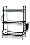 Beram Dish Drying Kitchen Rack, 3 Tier, Storage Organizer, Carbon Steel and Rust-Proof, with Drip Tray, Knife Holder, Cutting Board Holder, Black