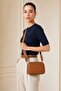 Women's Hand and Shoulder Bag with Double Zipper, Multi-Compartment, Cross Strap, Brown