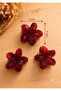 Set of 3 Flower Design Latch Buckles - Red - 4