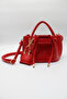 Women's Red Drawstring Crossbody Hand and Shoulder Bag with Charm Accessories - 5