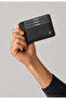 Plain Slim Men's Floater Leather Black Card Holder - 100% Genuine Leather Card Holder - Men's Leather Accessory Gift