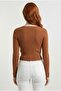 Women's Brown Double-Breasted Knitwear Cardigan - 2