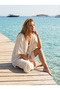 Women's Ecru Bürümcük Beach Pareo with Tie Pr005 - 4