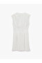 Crepe Fabric Sleeveless Crew Neck Pleated Mini Dress - 2