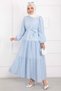 Belted Layered Dress Baby Blue - 5