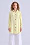 Women's Shirt Collar Wooden Buttoned Collage Elastic Aerobin Woven Tunic - Regular Fit