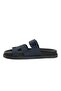 Women's Strappy Leather Slippers 215556 Navy Blue - 5