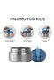 Set Of 3 Combo - Stainless Steel Snack Bowl with Blue Lid, Travel Cutlery Set & Cartoon Fruit Picks - 2