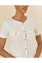 Women Ivory Textured Top With Gold Button Detail - 3