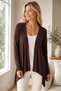 Women's Long Sleeve Asymmetrical Cut Draped Loose Comfortable Fit Stylish Brown Cardigan - 6