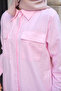 Women's Double Pocket Detail Hidden Button Self Patterned Linen Shirt Pink - 5