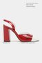 Solea Red Patent Leather Women's Shoes with White Toe Detail and Elastic Back and Thick Heels - 2