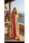 Bohemian Patterned Square Neck Fluffy Linen Maxi Dress