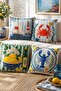 Seafood Patterned 4-Piece Throw Pillow Cover Set