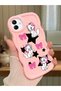Samsung Galaxy A04 Compatible Case Camera Protector Pink Silicone Couple Phone Case Character Pattern