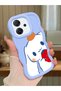 Oppo Reno 14F Compatible Case Camera Protector Blue Silicone Couple Phone Case Line Pattern