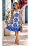 Women's Floral Patterned Collar Ring Detailed Stylish Summer Single Jersey Dress - 4