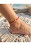Bohemian Red Rope Anklet, Waxed Rope Waterproof Anklet, Hand Knitted Rope Foot Bracelet, Gift Women's Summer Jewelry
