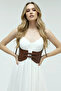 Brown Faux Leather Body Corset with Buckles