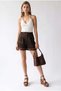 2189 Women's High Waist Floral Lace Lined Pleated Shorts Coffee - 4