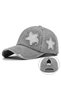 Vintage Star Embroidered Grey Hat Unisex Adjustable Cotton Baseball Cap Distressed Sports Hat