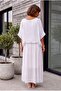 Italian White Pool Collar Short Sleeve Lined Sleeve and Hem Sequined Silk Woven Dress 125 60 - 8